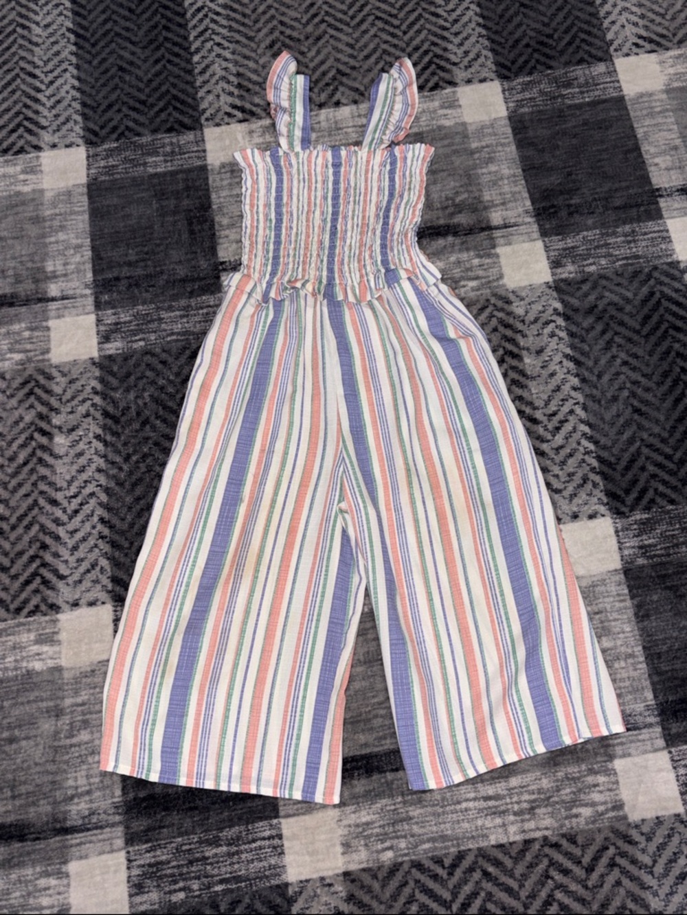 Speechless Girls Multicolor Striped Smocked Jumpsuit